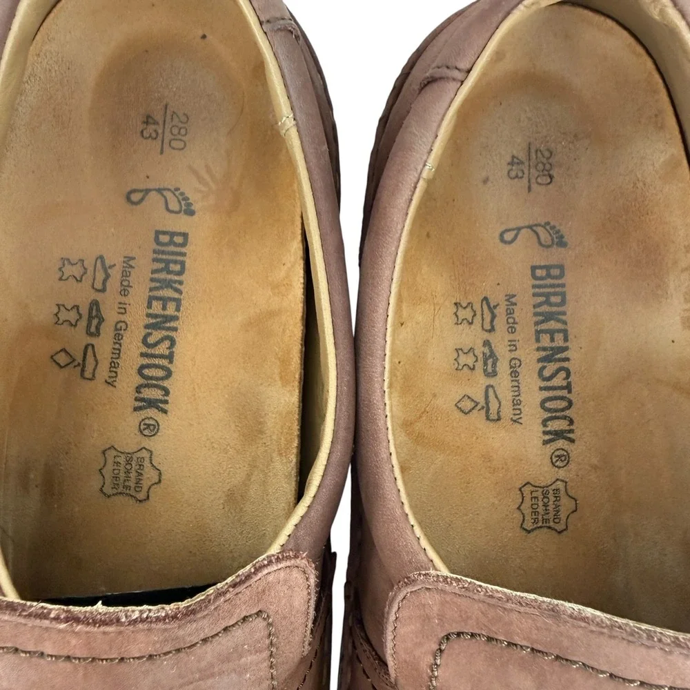 Birkenstock Slip On Loafer Shoe Mens 43 10 Wide Brown Nubuck Leather Comfort